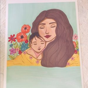 Mother and Baby Drawing Print